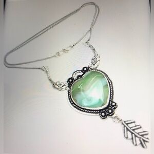 Botswana Agate Stamped 925 Sterling Silver Necklace